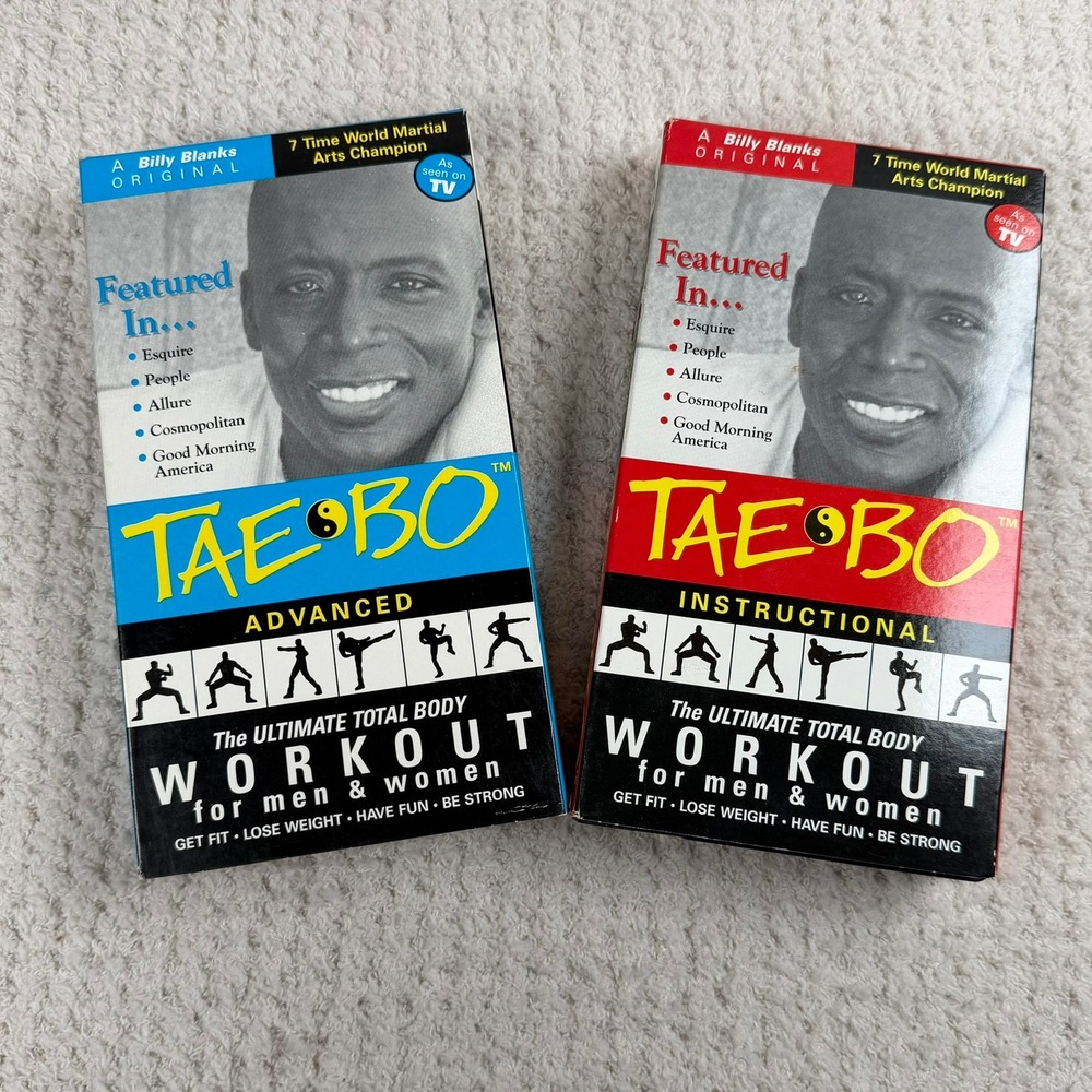 Billy Blanks Tae Bo Workout VHS Lot Instructional and Advanced 1998 Vintage Tape